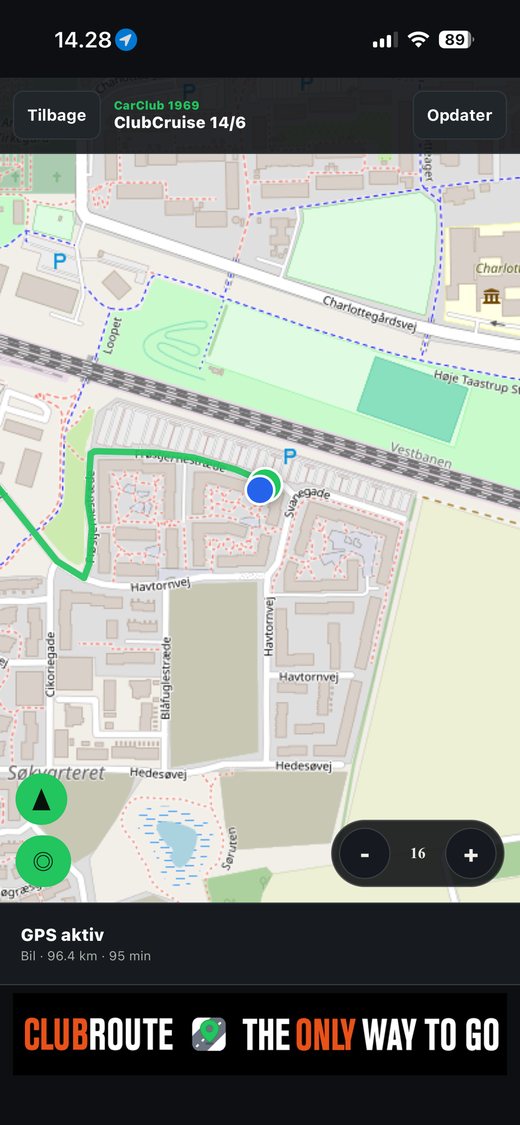 ClubRoute app med live GPS og rute